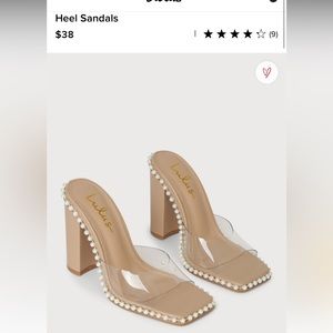 Lulu’s power pearl light nude studded vinyl high heel sandals